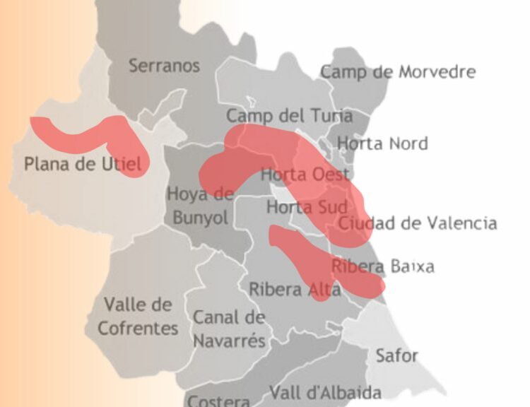 Zones afectades per la dana de València del 2024